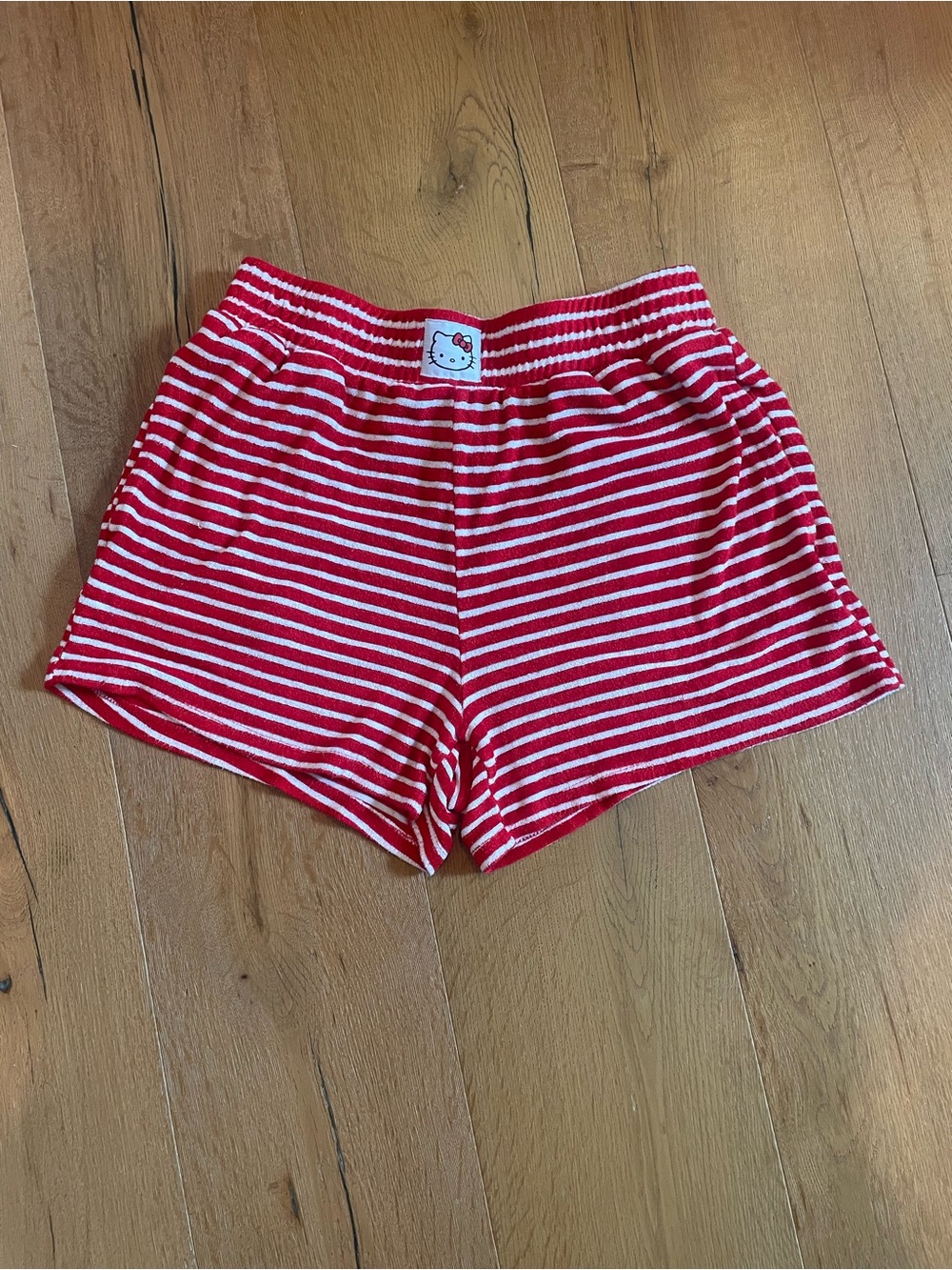 Forever 21 Red and White Striped Hello Kitty Shorts